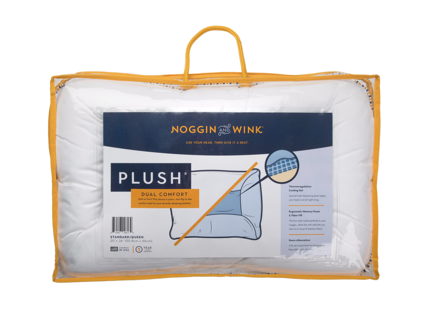 Noggin & Wink Dual Sided Cervical Pillow, Ventilated Memory Foam and Soft Microfiber for Back Sleeper Side Sleeper Stomach Sleeper - Premium Doctor Recommended Hypoallergenic Down Alternative Pillow