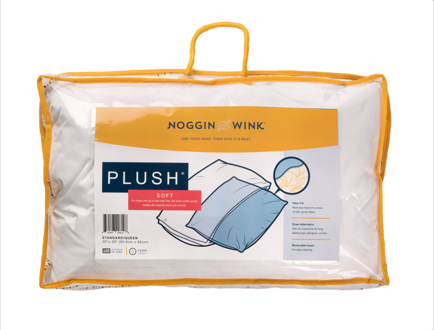 Noggin & Wink Soft Plush Microfiber Belly Sleeper Pillow - Premium Hypoallergenic Down Alternative Stomach Sleeping Pillow with Washable Cover