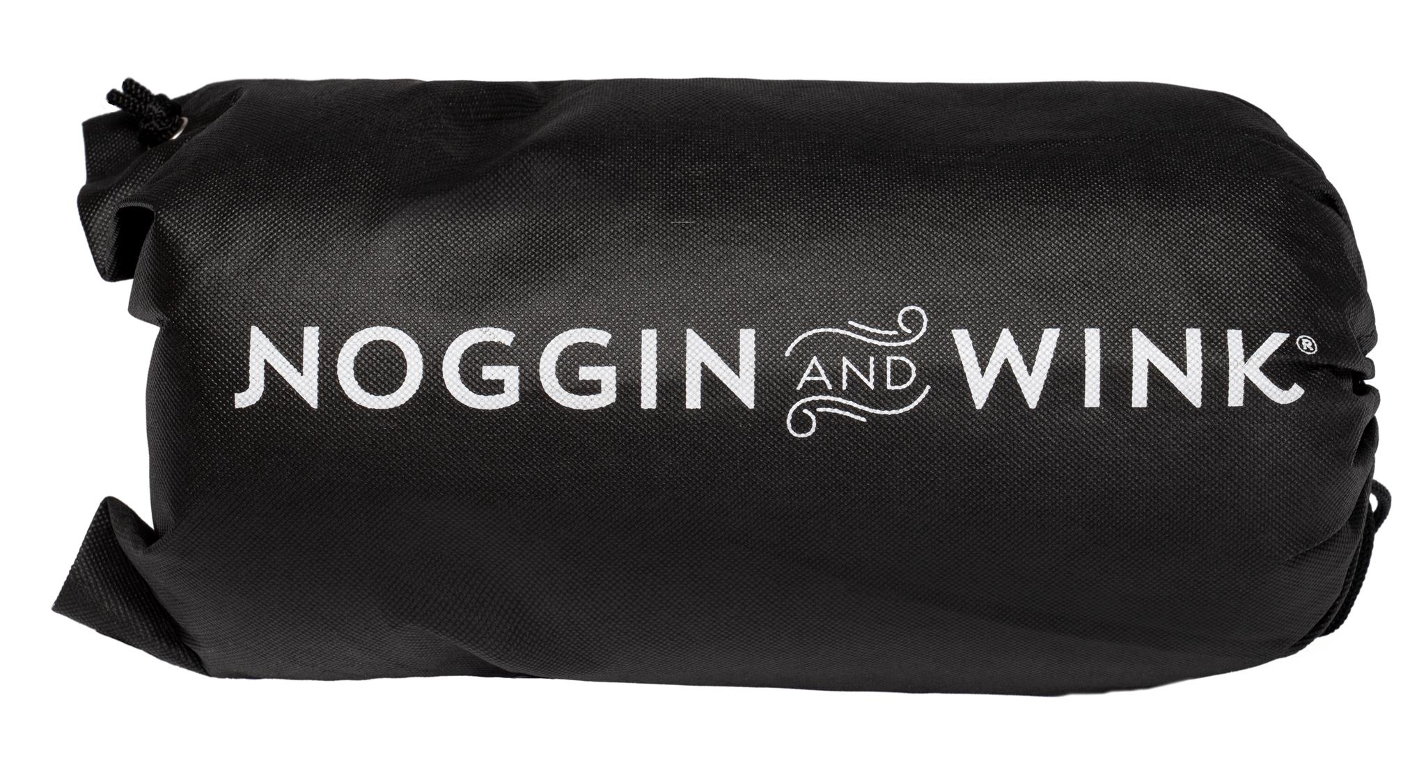 Noggin & Wink Plush On the Go Ventilated Memory Foam Travel Pillow for All Sleep Positions - Premium Hypoallergenic Compact Pillow with Drawstring Carry Bag